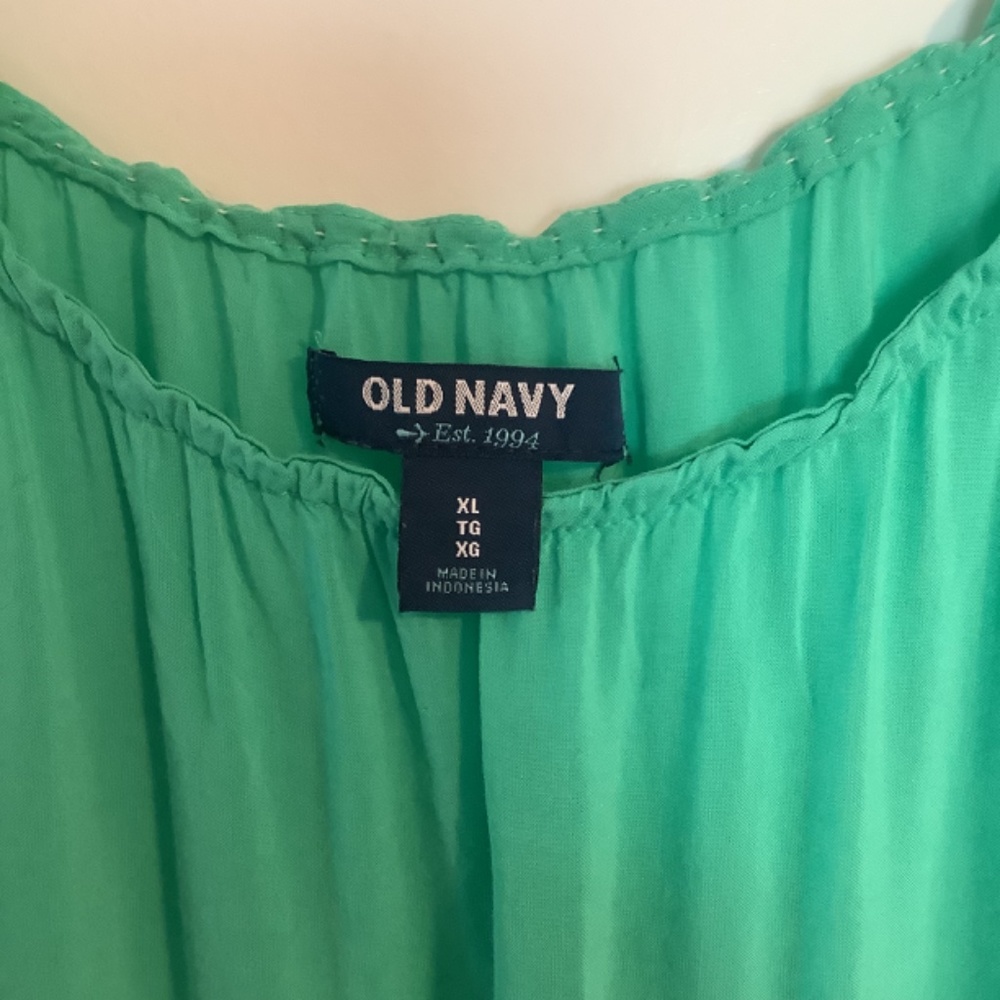Old Navy Ladies Pullover Top Green/ Royal Blue/Navy Blue Size XL - Picture 3 of 4